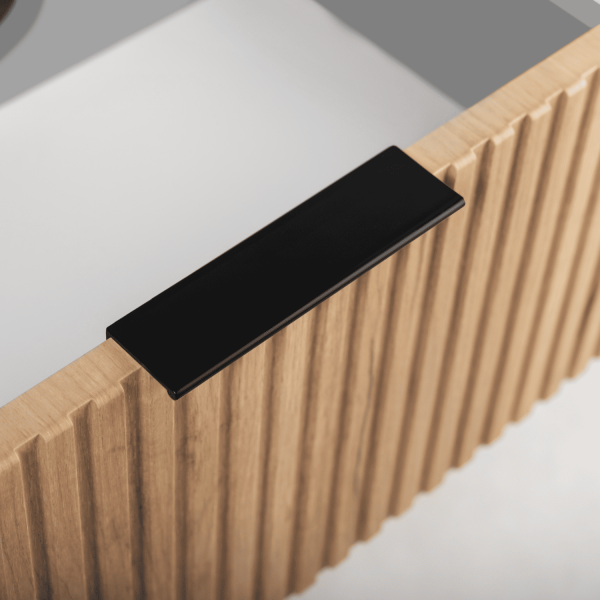 Szafka Łazienkowa pod Umywalkę 80 cm Złoty Dąb ELEGANCE Zbliżenie Czarny Uchwyt