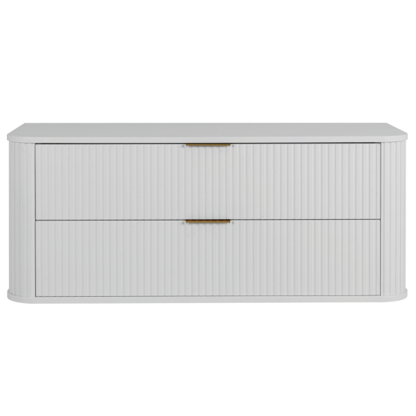 Elegancka Szafka Łazienkowa Wisząca pod Umywalkę Ryflowana 120 cm Biała ELEGANCE