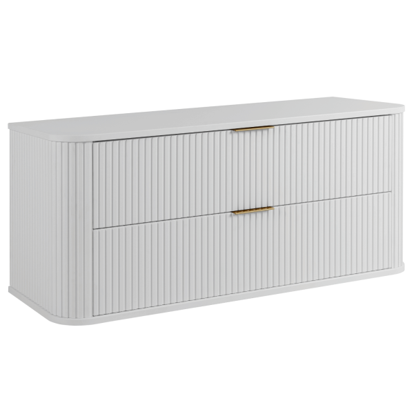 Elegancka Szafka Łazienkowa Wisząca pod Umywalkę Ryflowana 120 cm Biała ELEGANCE