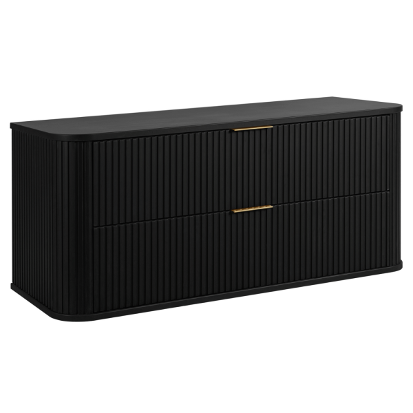 Nowoczesna Czarna Szafka do Łazienki Wisząca 120 cm pod Umywalkę Stylowa Ryfle ELEGANCE