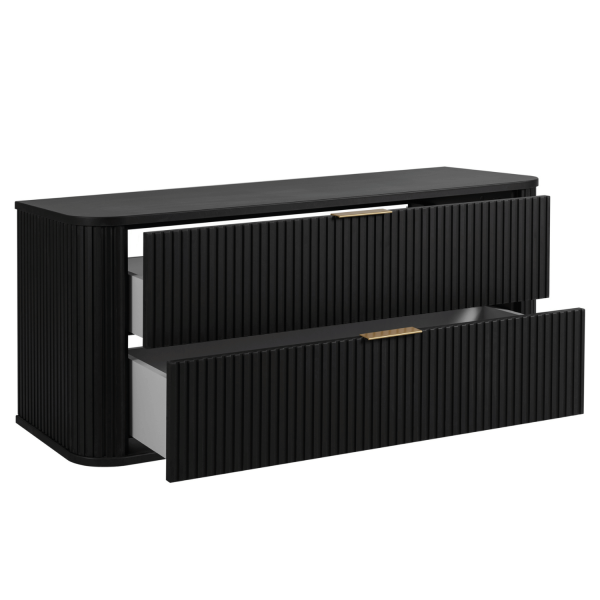 Nowoczesna Czarna Szafka do Łazienki Wisząca 120 cm pod Umywalkę Stylowa Ryfle ELEGANCE