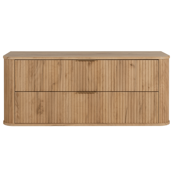 Stylowa Wisząca Szafka Ryflowana 120 cm Łazienkowa pod Umywalkę Złoty Dąb Nowoczesna ELEGANCE