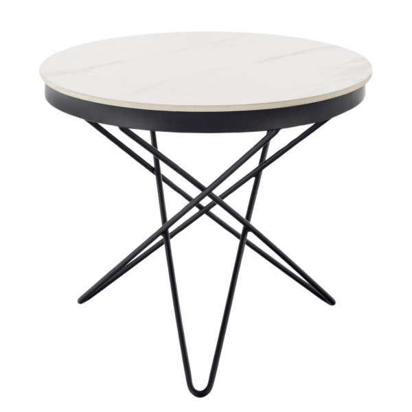 Okrągły Stolik Kawowy 60 cm Designerski Biały Marmur do Salonu Loft LEILA 2 Halmar