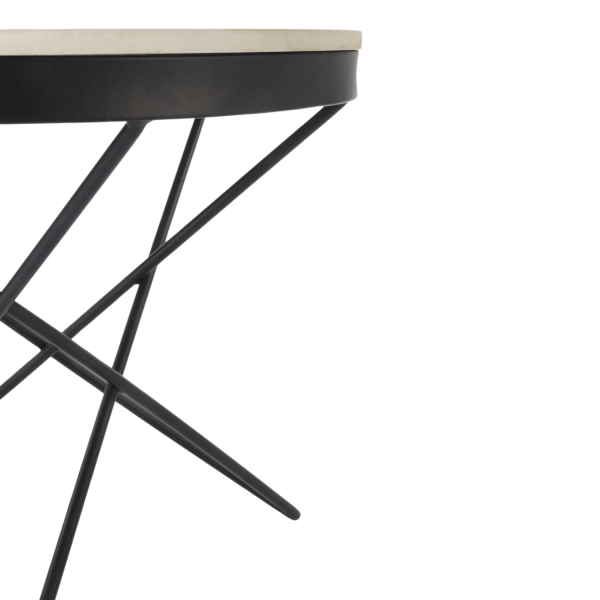 Okrągły Stolik Kawowy 60 cm Designerski Biały Marmur do Salonu Loft LEILA 2 Halmar