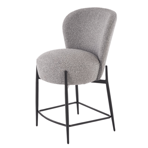 Elegancki Hoker Tapicerowany Popielaty Krzesło Barowe Do Kuchni i Baru Loft H126 Halmar