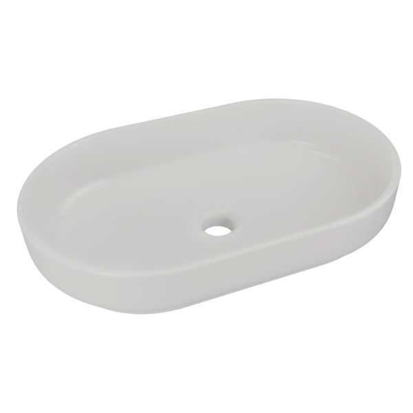 Umywalka Nablatowa Owalna do Łazienki 55 cm Ceramiczna Stawiana Jasny Beton Szara Matowa RIVER 2 COMAD