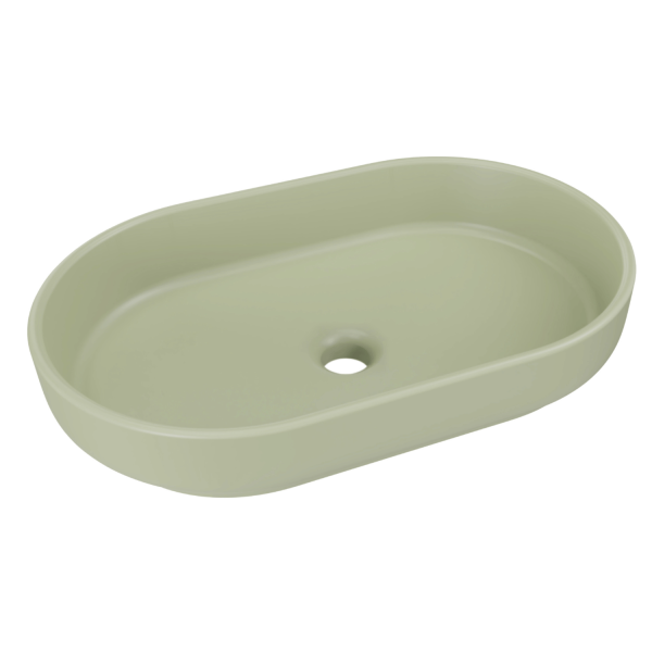 Zielona Umywalka Nablatowa Pastelowa do Łazienki Matowa 55 cm Owalna RIVER 2 COMAD