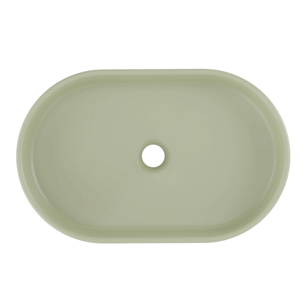 Zielona Umywalka Nablatowa Pastelowa do Łazienki Matowa 55 cm Owalna RIVER 2 COMAD