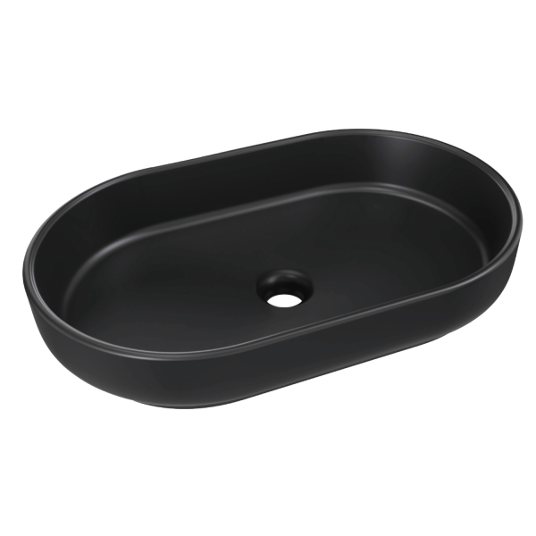 Czarna Matowa Umywalka do Łazienki 55 cm Nablatowa Owalna RIVER 2 COMAD