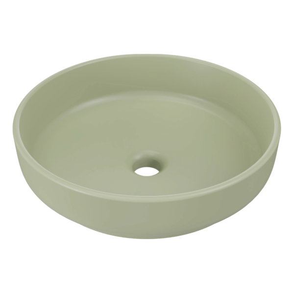 Umywalka Pastelowa Matowa Zielona Okrągła 40 cm Nablatowa Łazienkowa RIVER 1 COMAD