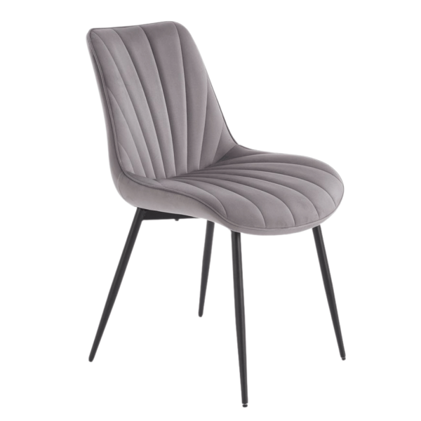Nowoczesne Welurowe Krzesło do Salonu Jadalni Pikowane Szare Popielate Loft Velvet K589 Halmar