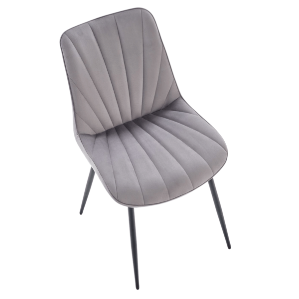 Nowoczesne Welurowe Krzesło do Salonu Jadalni Pikowane Szare Popielate Loft Velvet K589 Halmar