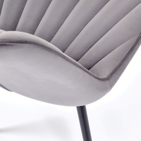 Nowoczesne Welurowe Krzesło do Salonu Jadalni Pikowane Szare Popielate Loft Velvet K589 Halmar