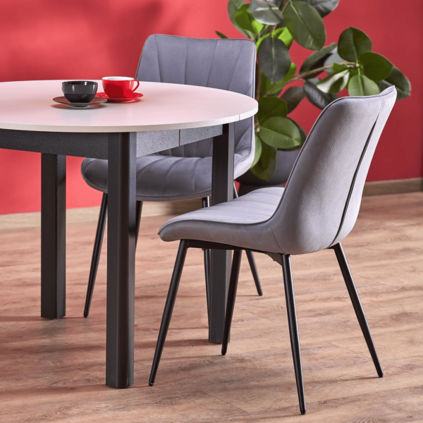 Nowoczesne Welurowe Krzesło do Salonu Jadalni Pikowane Szare Popielate Loft Velvet K589 Halmar