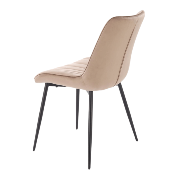 Nowoczesne Welurowe Krzesło do Salonu Jadalni Beżowe Pikowane Loft Velvet K589 Halmar