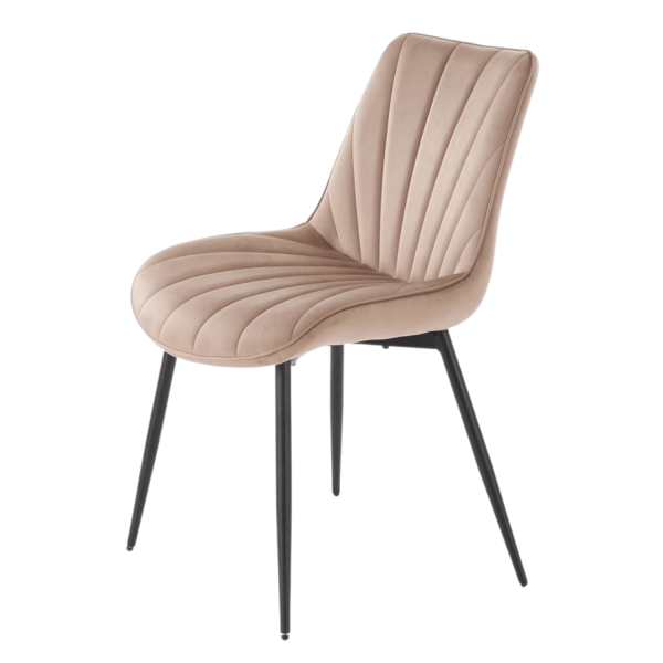 Nowoczesne Welurowe Krzesło do Salonu Jadalni Beżowe Pikowane Loft Velvet K589 Halmar
