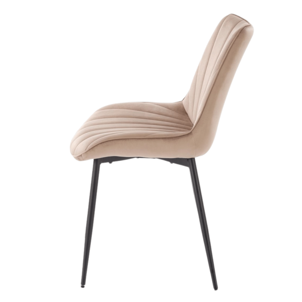 Nowoczesne Welurowe Krzesło do Salonu Jadalni Beżowe Pikowane Loft Velvet K589 Halmar