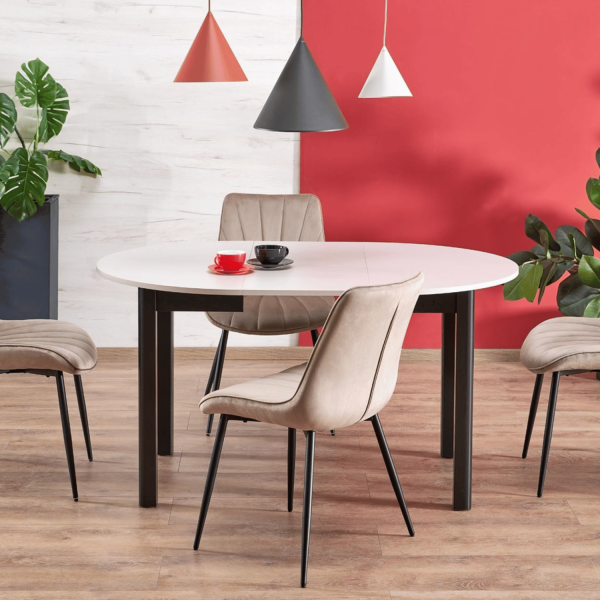 Nowoczesne Welurowe Krzesło do Salonu Jadalni Beżowe Pikowane Loft Velvet K589 Halmar