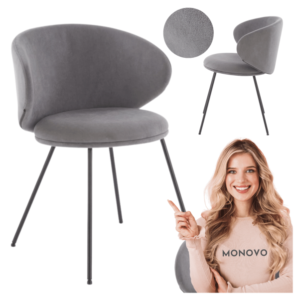 Nowoczesne Krzesło Welurowe do Salonu Jadalni Szare Popielate Velvet Loft K587 Halmar