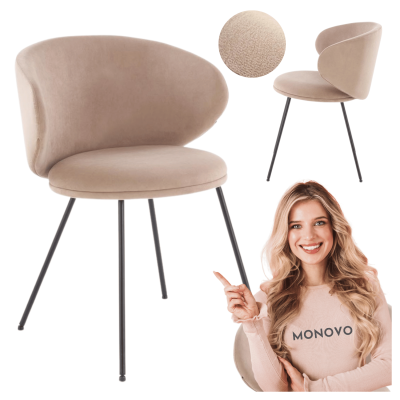 Nowoczesne Krzesło Welurowe do Salonu Jadalni Beżowe Welur Velvet Loft K587 Halmar