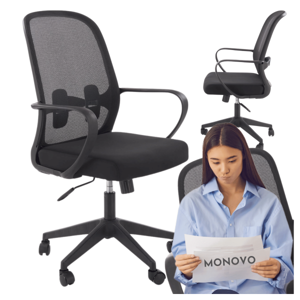 Nowoczesny Ergonomiczny Fotel Biurowy Obrotowy do Biurka Komputera TILT Czarny Siatka ORCANO Halmar