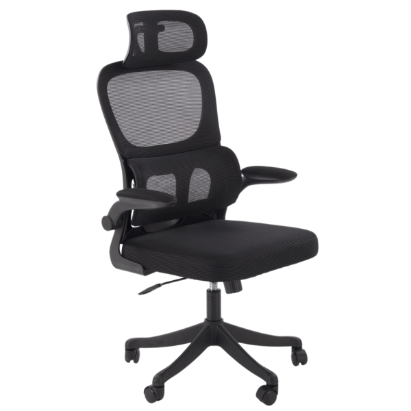 Nowoczesny Ergonomiczny Fotel Obrotowy Biurowy do Biurka Czarny z Mechanizmem TILT Siatka SOREN Halmar