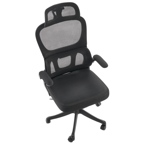 Nowoczesny Ergonomiczny Fotel Obrotowy Biurowy do Biurka Czarny z Mechanizmem TILT Siatka SOREN Halmar
