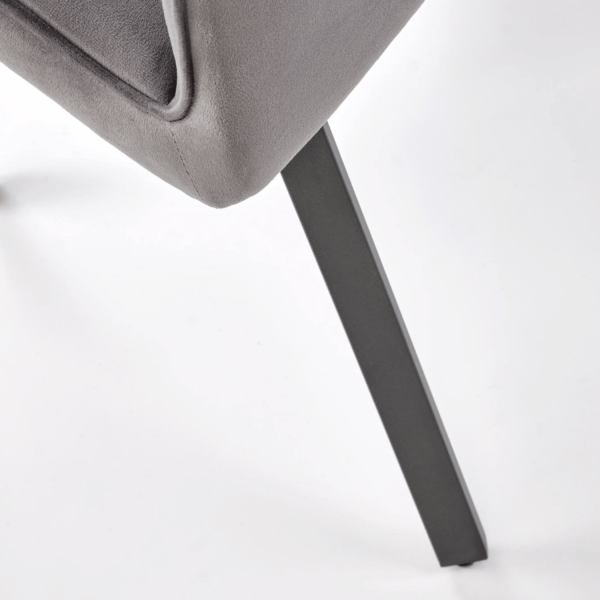 Nowoczesne Krzesło Obrotowe z Podłokietnikami do Salonu Jadalni Pikowane Welurowe Szare Popielate Velvet Loft K588  Halmar