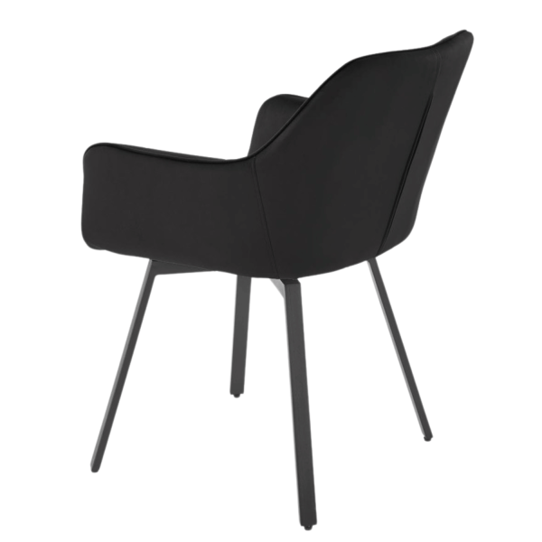 Nowoczesne Krzesło Obrotowe z Podłokietnikami do Salonu Jadalni Pikowane Welurowe Czarne Velvet Loft K588  Halmar