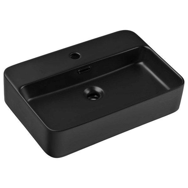 Umywalka Nablatowa Ceramiczna 55 cm Mała Czarna Mat Prostokątna TRUST 2 COMAD