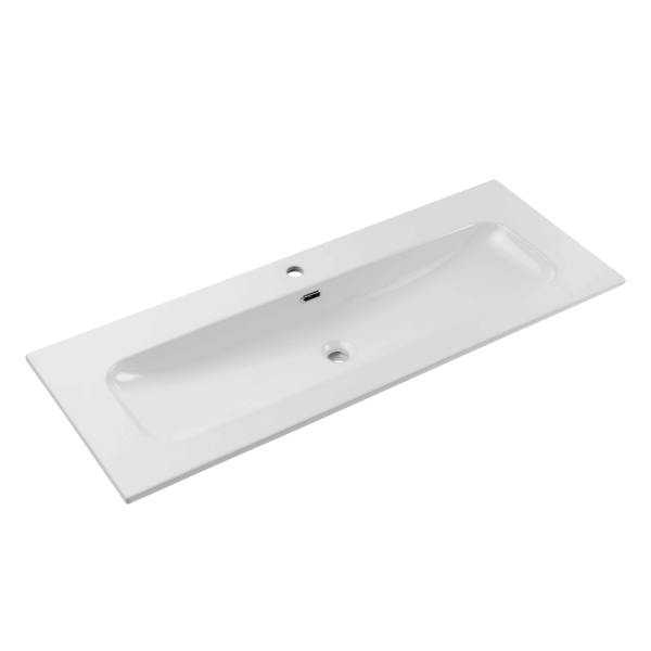 Nowoczesna Umywalka Meblowa 121x46 cm Biały Połysk Ceramiczna Duża  FLY COMAD