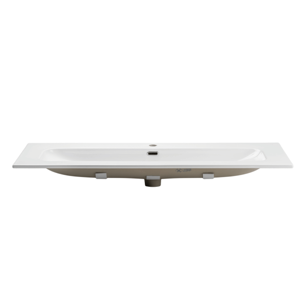 Nowoczesna Umywalka Meblowa 121x46 cm Biały Połysk Ceramiczna Duża  FLY COMAD