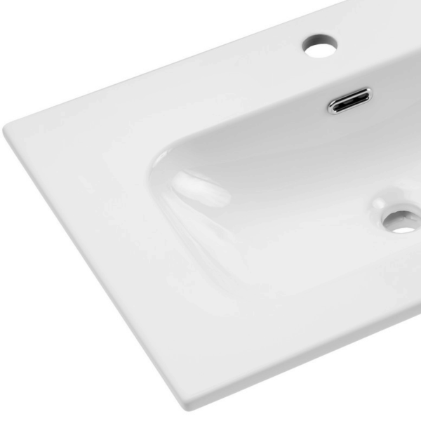 Umywalka Meblowa Ceramiczna 141x46 cm Dwukomorowa Podwójna do Łazienki Biała Prostokątna FLY COMAD