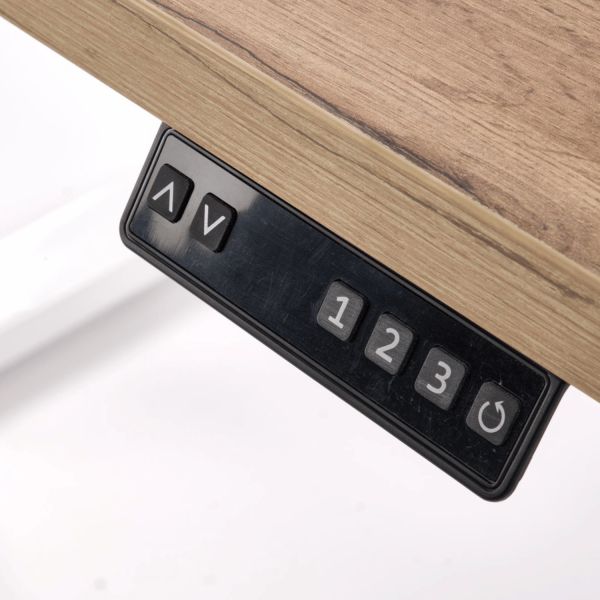 Nowoczesne Biurko 120 cm Elektryczne z Regulacją Wysokości Komputerowe Dąb Artisan Biały Stelaż B54 Halmar