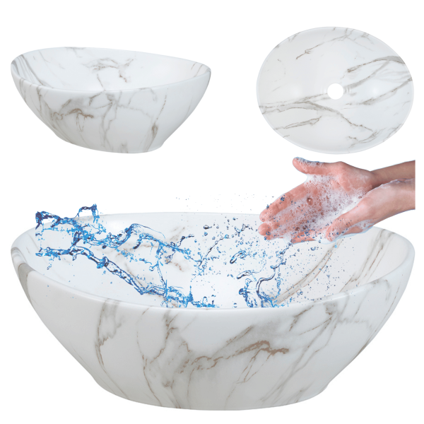 Łazienkowa Ceramiczna Umywalka Nablatowa 40 cm Owalna Matowa COMAD