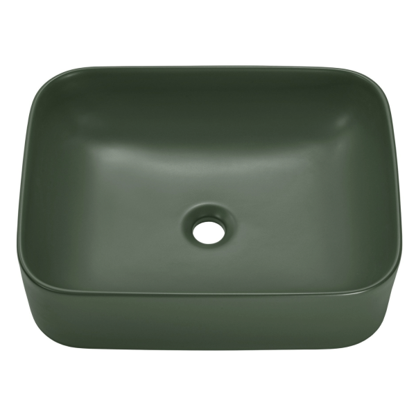 Ceramiczna Umywalka Nablatowa 50 cm Ciemno Zielona Prostokątna COMAD