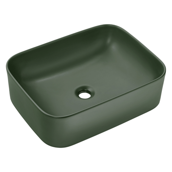 Ceramiczna Umywalka Nablatowa 50 cm Ciemno Zielona Prostokątna COMAD
