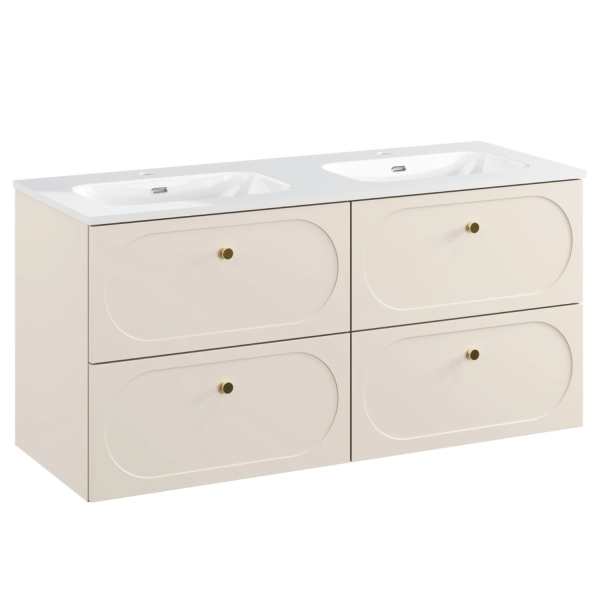 Umywalka Meblowa Dwukomorowa 120 cm Ceramiczna Podwójna do Łazienki Biała Prostokątna FLY COMAD