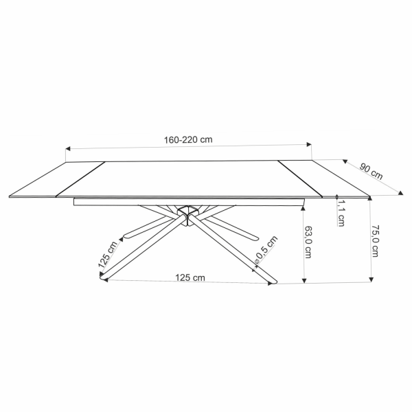 Nowoczesny Designerski Stół Rozkładany 160-220x90 cm do Salonu Jadalni Czarny Marmur VITORINO Halmar
