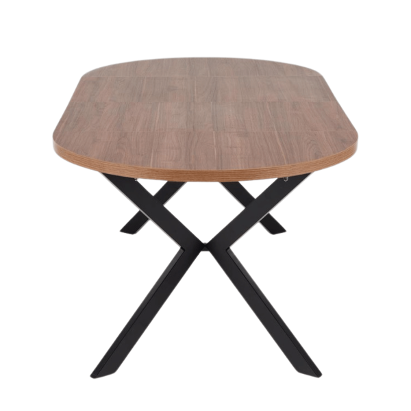 Stół Rozkładany Loft do Salonu Jadalni Okrągły 100-250x100 cm Orzechowy Czarny PERONI Halmar