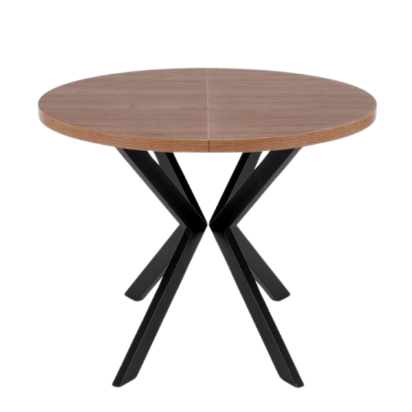 Stół Rozkładany Loft do Salonu Jadalni Okrągły 100-250x100 cm Orzechowy Czarny PERONI Halmar