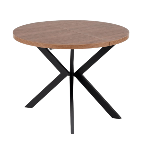 Stół Rozkładany Loft do Salonu Jadalni Okrągły 100-250x100 cm Orzechowy Czarny PERONI Halmar