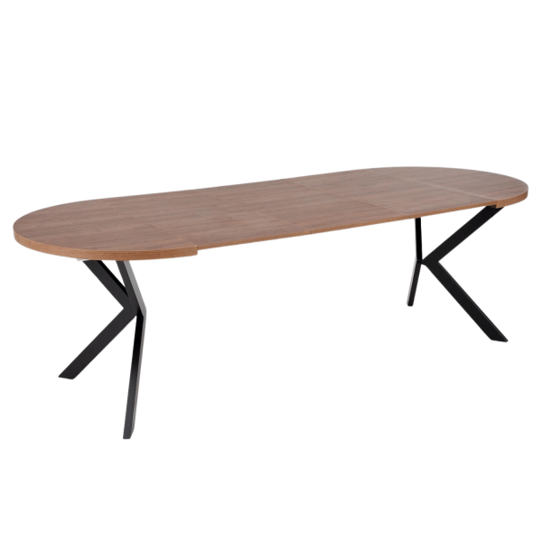 Stół Rozkładany Loft do Salonu Jadalni Okrągły 100-250x100 cm Orzechowy Czarny PERONI Halmar