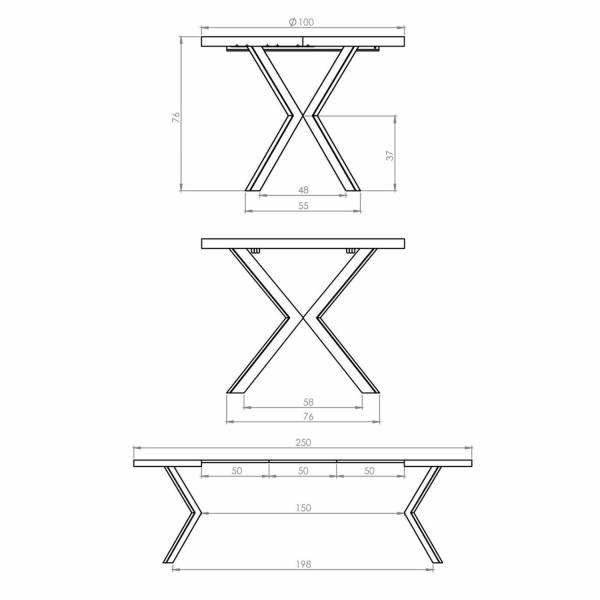 Stół Rozkładany Loft do Salonu Jadalni Okrągły 100-250x100 cm Orzechowy Czarny PERONI Halmar