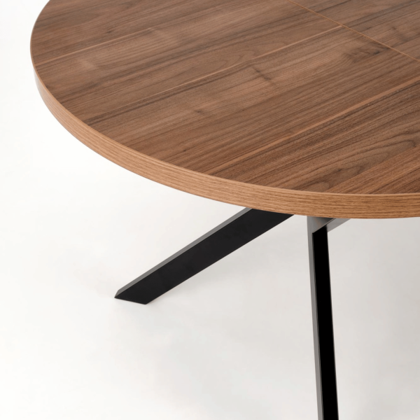 Stół Rozkładany Loft do Salonu Jadalni Okrągły 100-250x100 cm Orzechowy Czarny PERONI Halmar