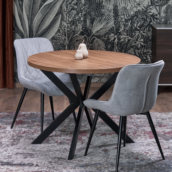 Stół Rozkładany Loft do Salonu Jadalni Okrągły 100-250x100 cm Orzechowy Czarny PERONI Halmar