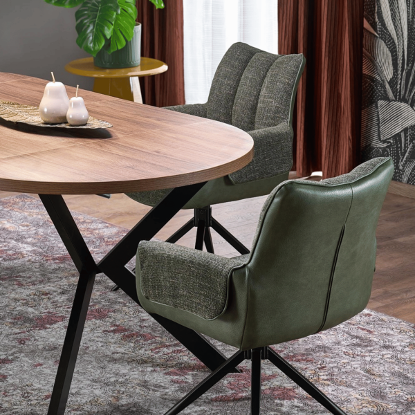 Stół Rozkładany Loft do Salonu Jadalni Okrągły 100-250x100 cm Orzechowy Czarny PERONI Halmar