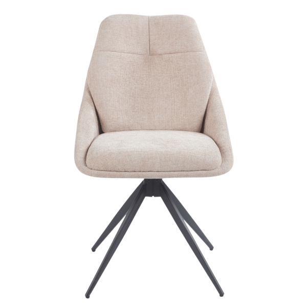 Beżowe Nowoczesne Krzesło Tapicerowane Obrotowe do Salonu Jadalni Loft Beżowa Tkanina FLOSY