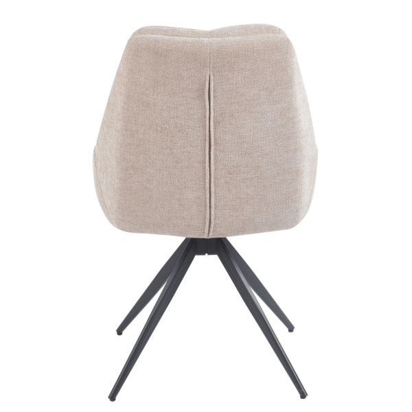 Beżowe Nowoczesne Krzesło Tapicerowane Obrotowe do Salonu Jadalni Loft Beżowa Tkanina FLOSY