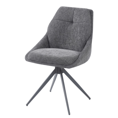 Nowoczesne Krzesło Tapicerowane Obrotowe Do Salonu Jadalni Loft Szare Szara Tkanina FLOSY